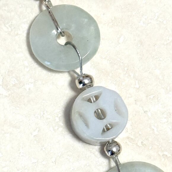 Genuine Light Green Nephrite Eternity Ring Necklace, Lariat Pendant & Waxed Cord - Picture 6 of 11